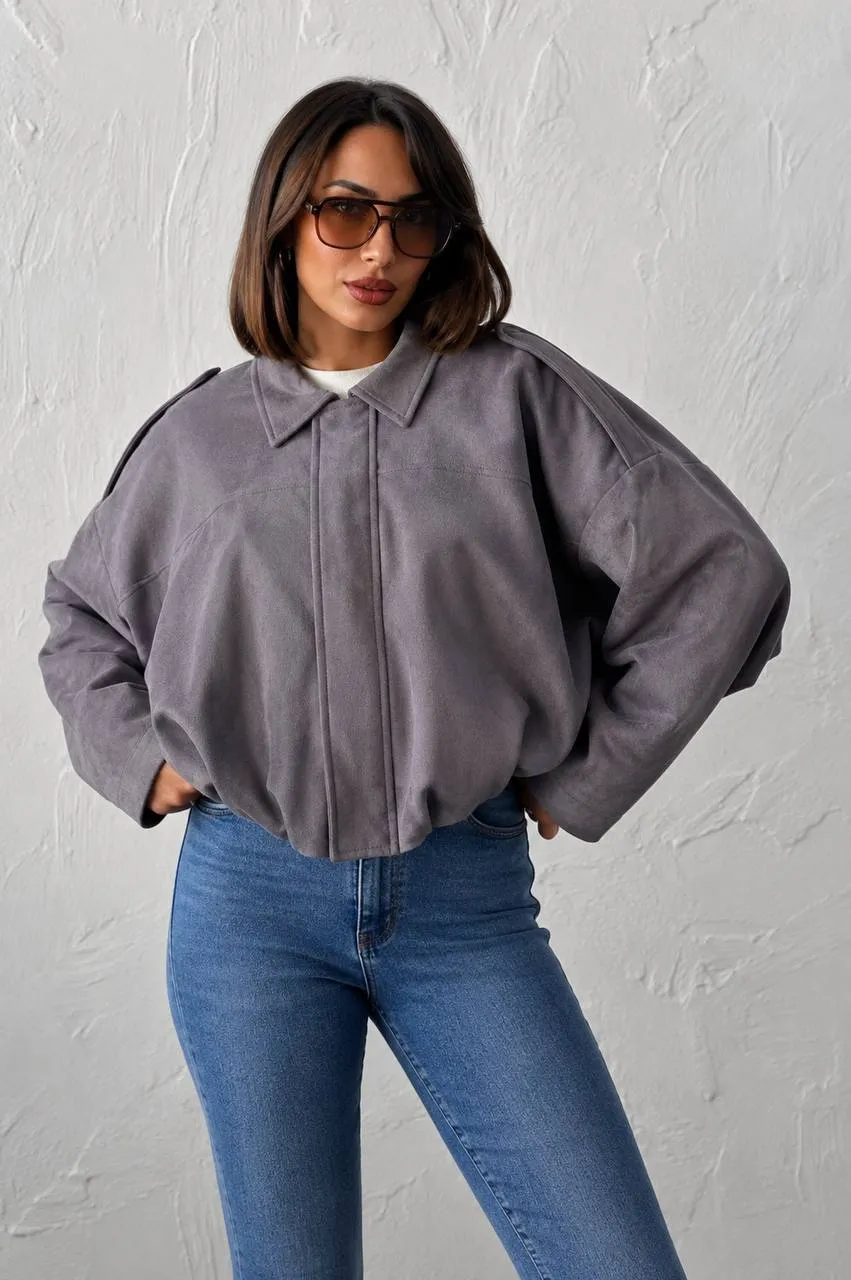 Süet Dokulu Oversize Ceket